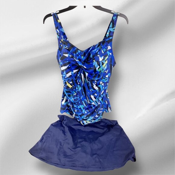 NWT JINXUEER Ruched Modest Two Piece Tankini Swimsuit, 16 - Picture 5 of 5